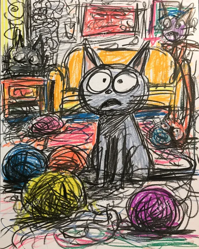 Chaotic Crayon Cartoon Scenes