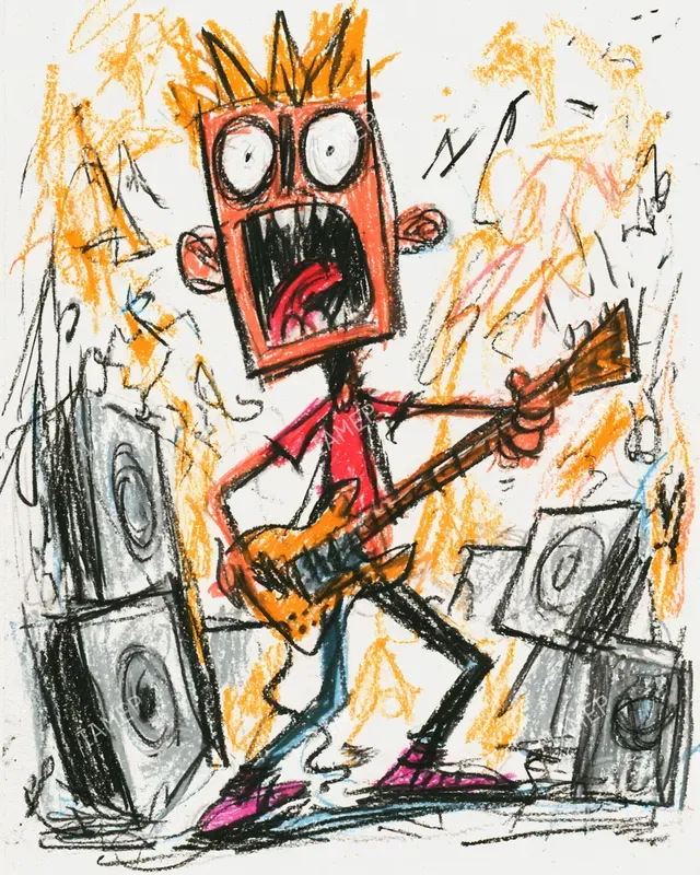 Chaotic Crayon Cartoon Scenes