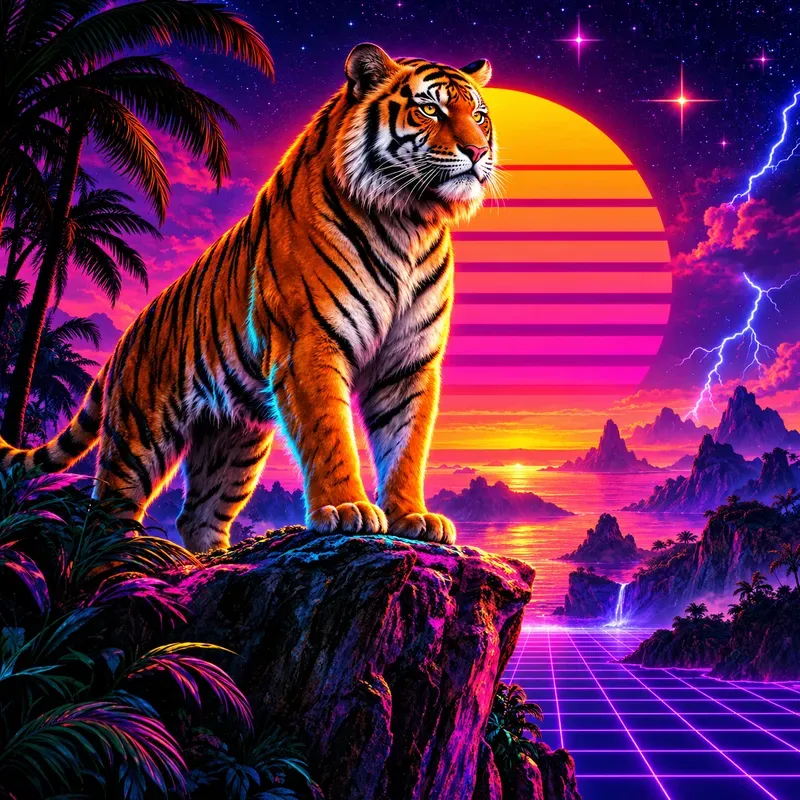 Neon Retro Predator Art