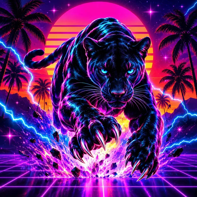 Neon Retro Predator Art