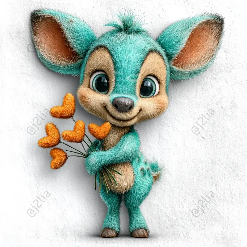 Cute Valentine Baby Animal Clipart