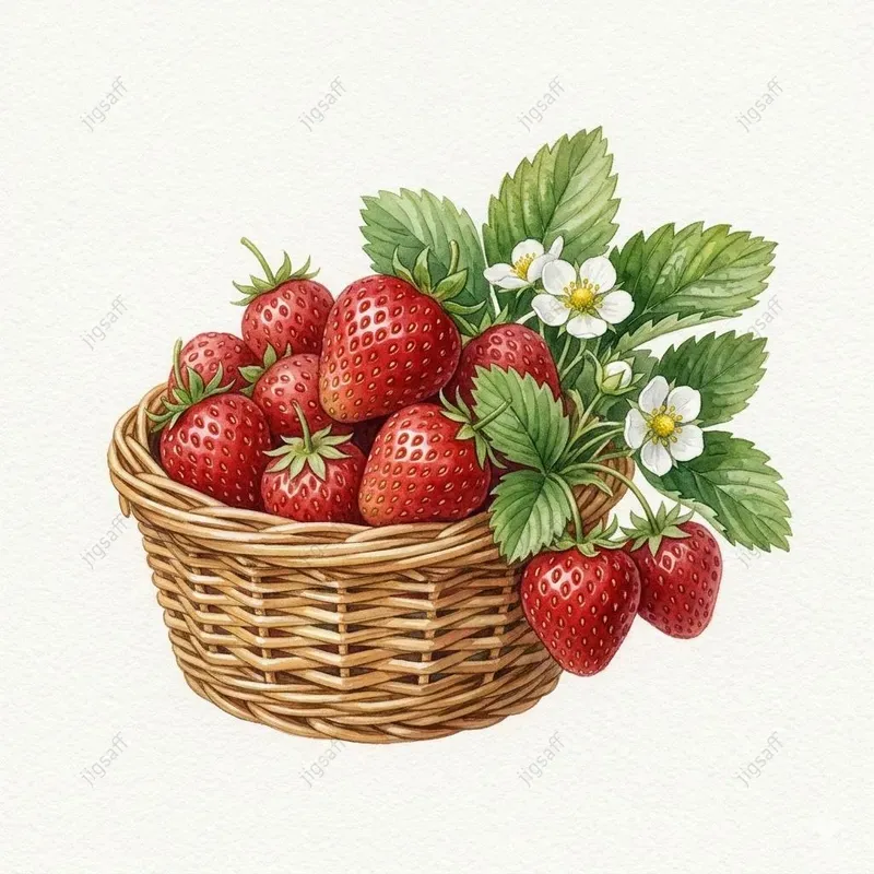 Watercolor Fruit Basket Botanical Art