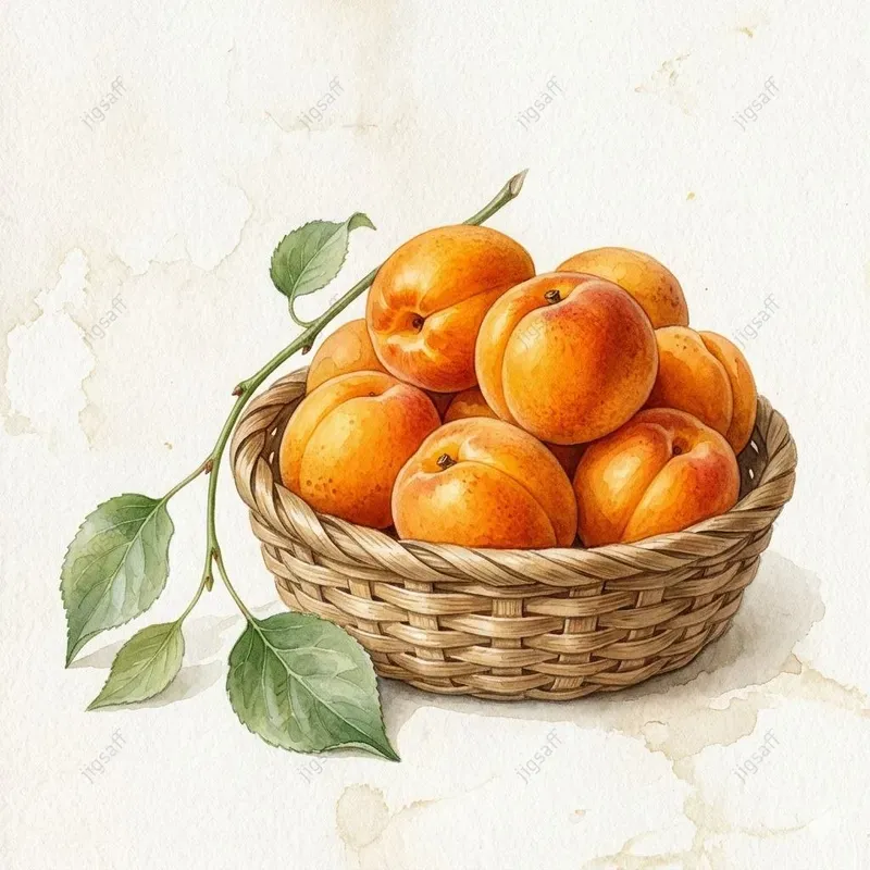 Watercolor Fruit Basket Botanical Art