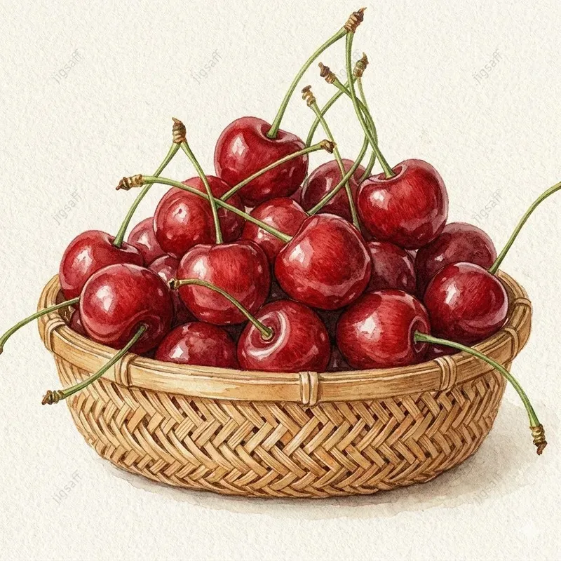 Watercolor Fruit Basket Botanical Art