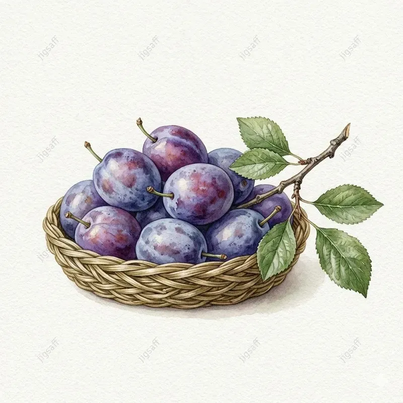 Watercolor Fruit Basket Botanical Art