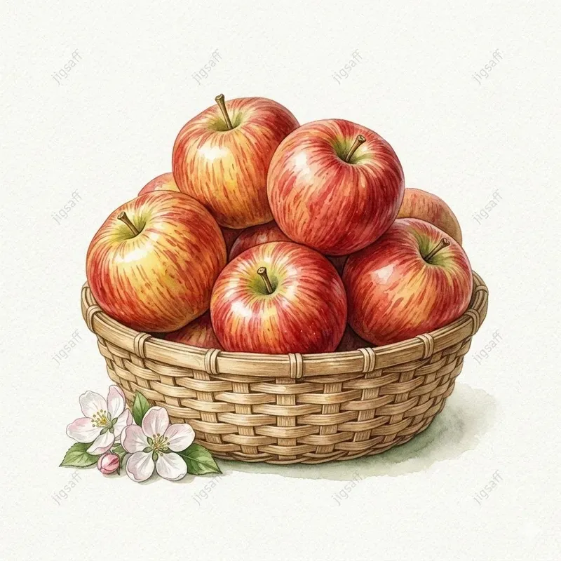 Watercolor Fruit Basket Botanical Art