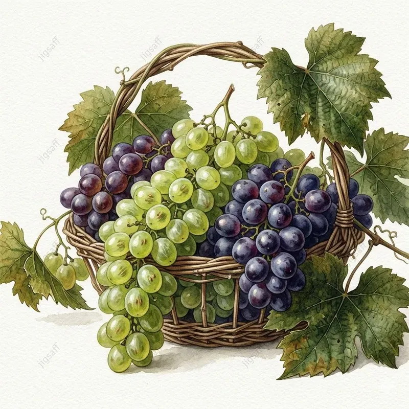Watercolor Fruit Basket Botanical Art