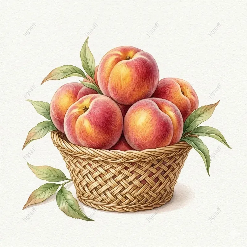 Watercolor Fruit Basket Botanical Art