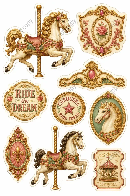 Vintage Carousel Ephemera Sheets