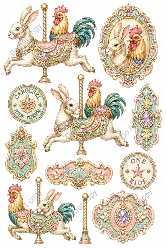 Vintage Carousel Ephemera Sheets