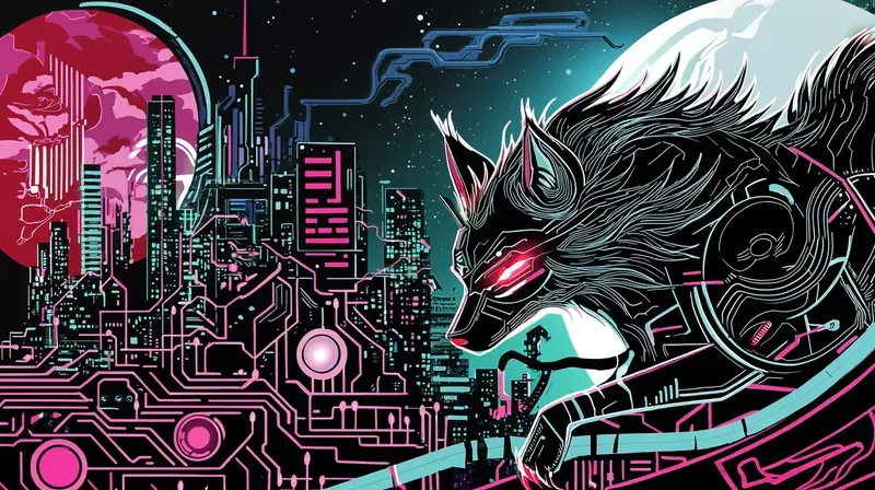 Cyberpunk Ukiyoe Neon Japanese Art