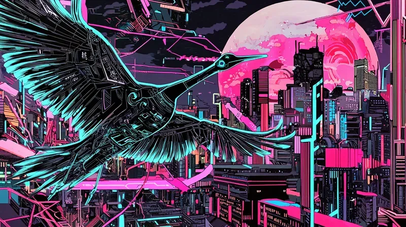 Cyberpunk Ukiyoe Neon Japanese Art
