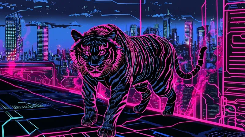 Cyberpunk Ukiyoe Neon Japanese Art