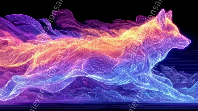 Luminous Neon Flowing Line Art