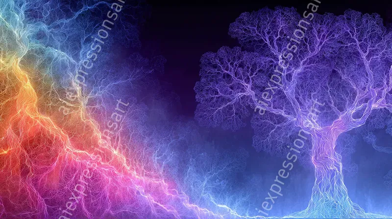 Luminous Neon Flowing Line Art