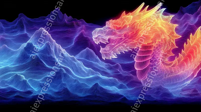 Luminous Neon Flowing Line Art