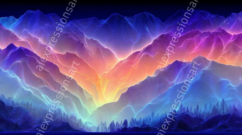 Luminous Neon Flowing Line Art