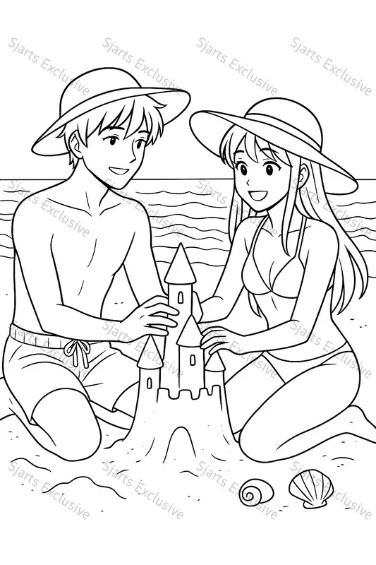 Adorable Anime Couples Coloring Pages