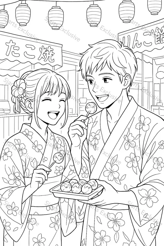 Adorable Anime Couples Coloring Pages