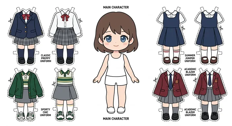Cute Anime Paper Doll Dressup Sets