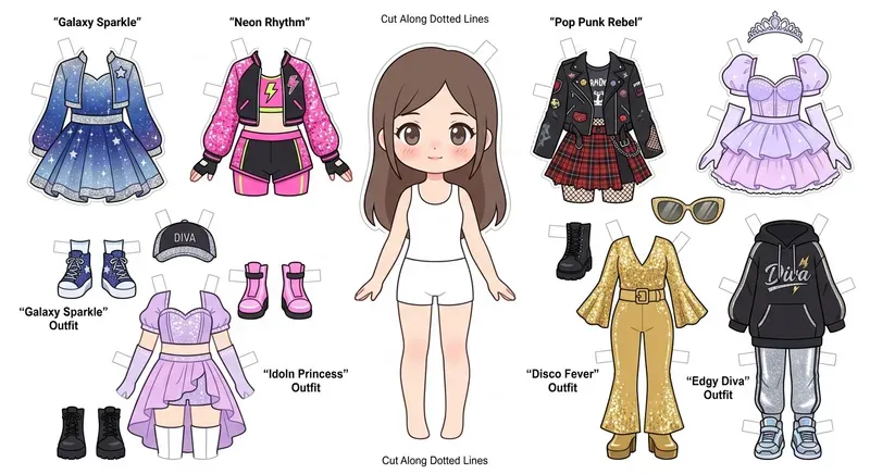Cute Anime Paper Doll Dressup Sets
