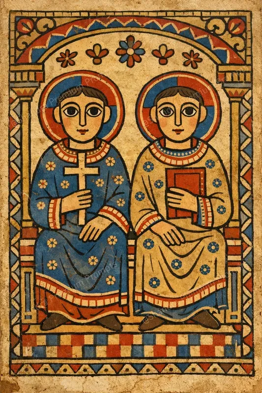 Medieval Naive Manuscript Icon Miniatures