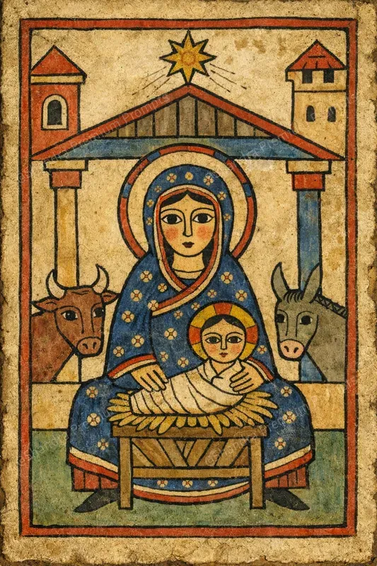 Medieval Naive Manuscript Icon Miniatures