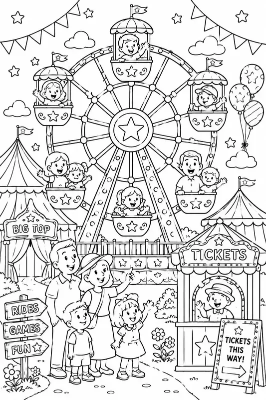 Cute Vintage Circus Coloring Books