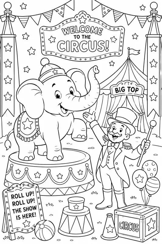 Cute Vintage Circus Coloring Books