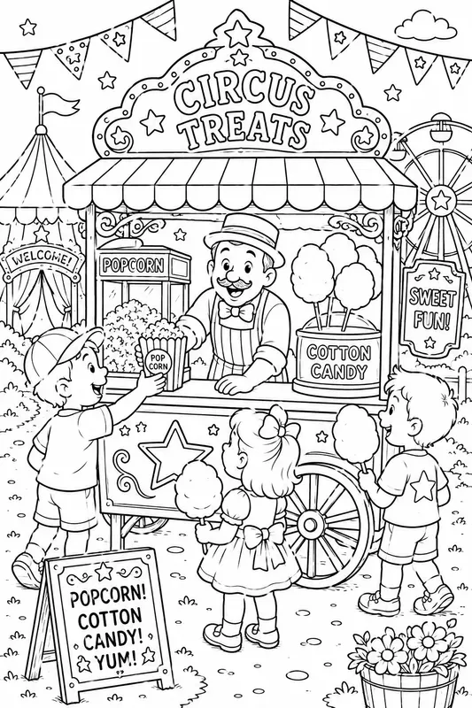Cute Vintage Circus Coloring Books
