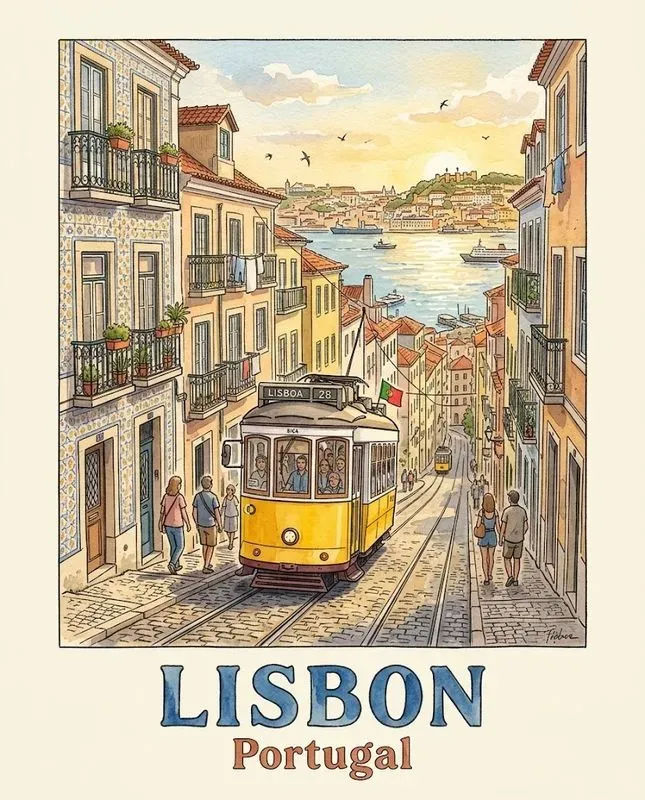 Watercolor Ink City Travel Posters