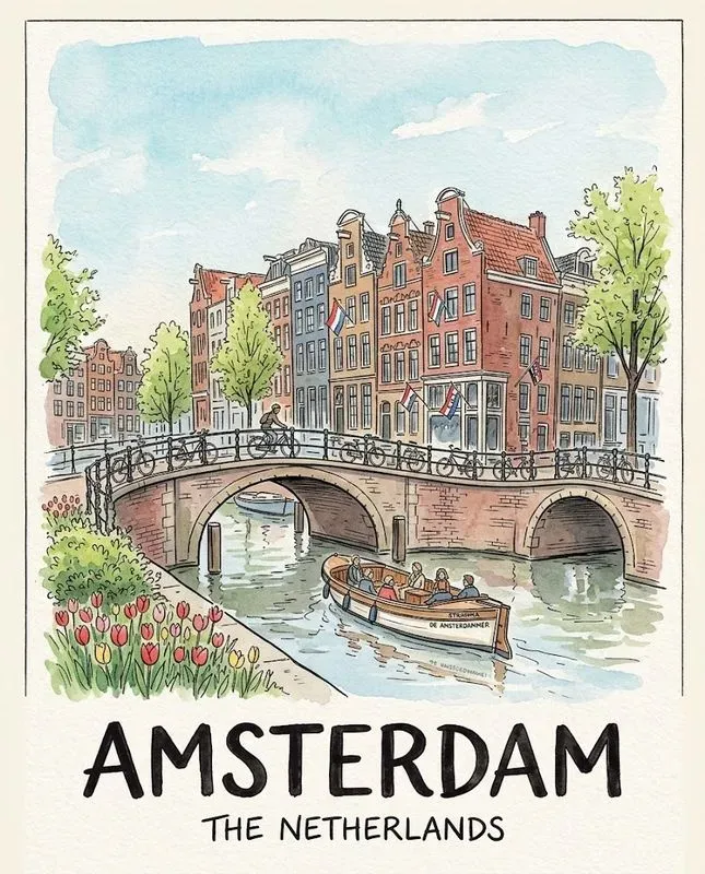 Watercolor Ink City Travel Posters