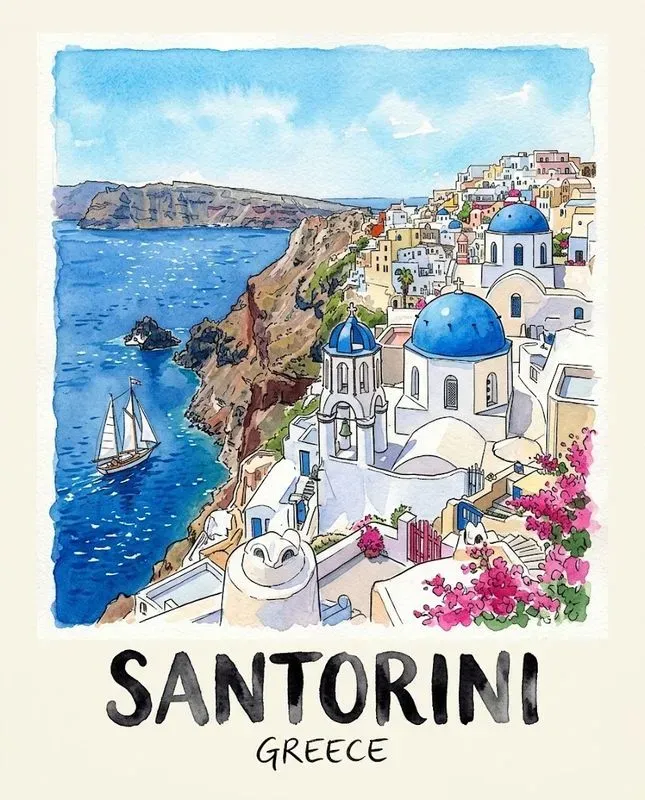 Watercolor Ink City Travel Posters