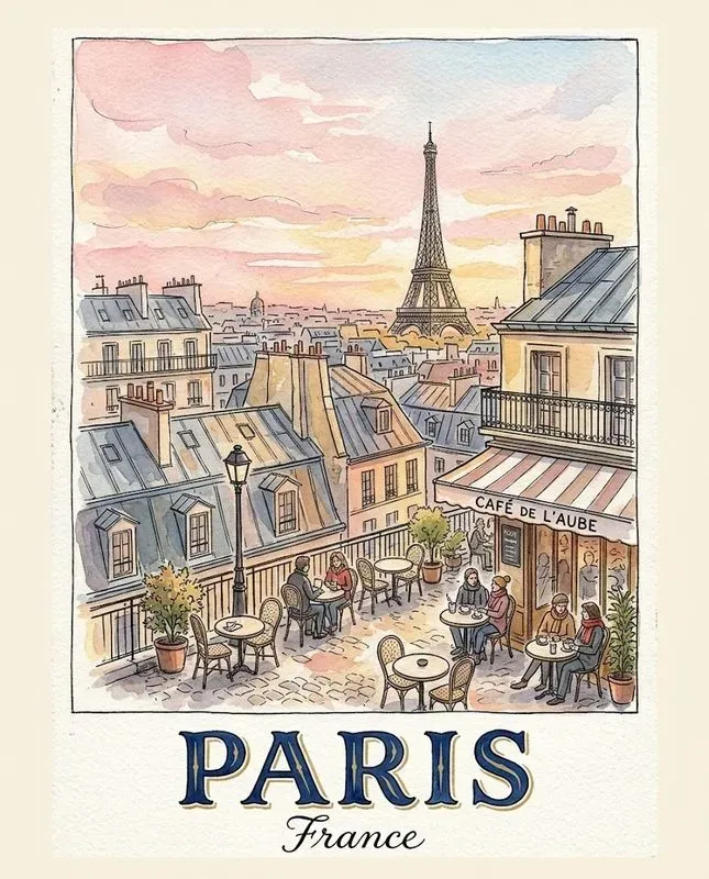 Watercolor Ink City Travel Posters