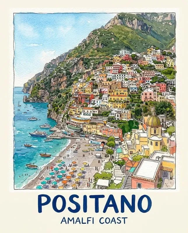 Watercolor Ink City Travel Posters