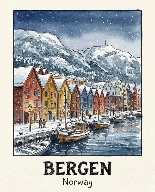 Watercolor Ink City Travel Posters