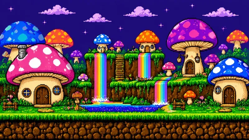 8bit Sidescrolling Level Backgrounds