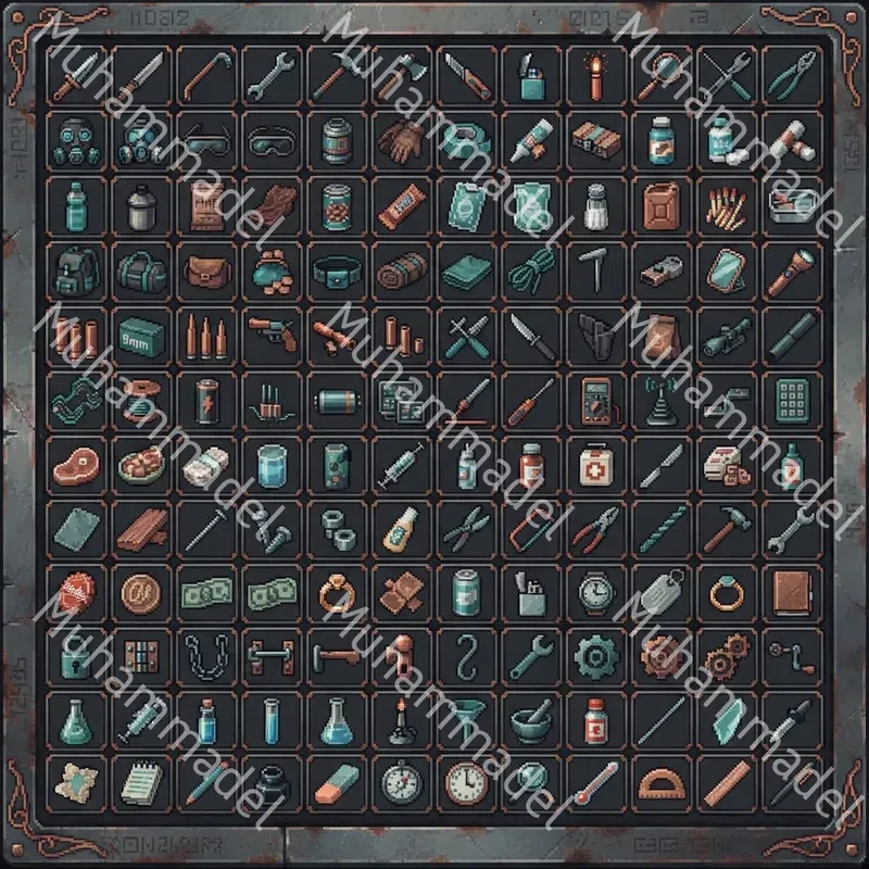 Pixel Art Game Inventory Sheets
