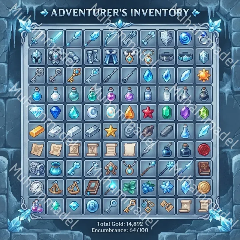 Pixel Art Game Inventory Sheets