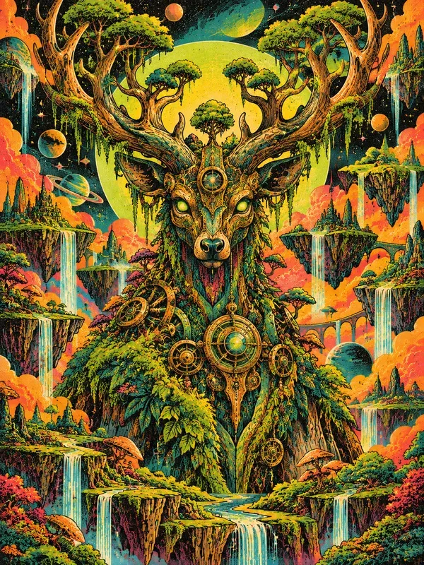 70s Surrealist Comic Beverage Label Art