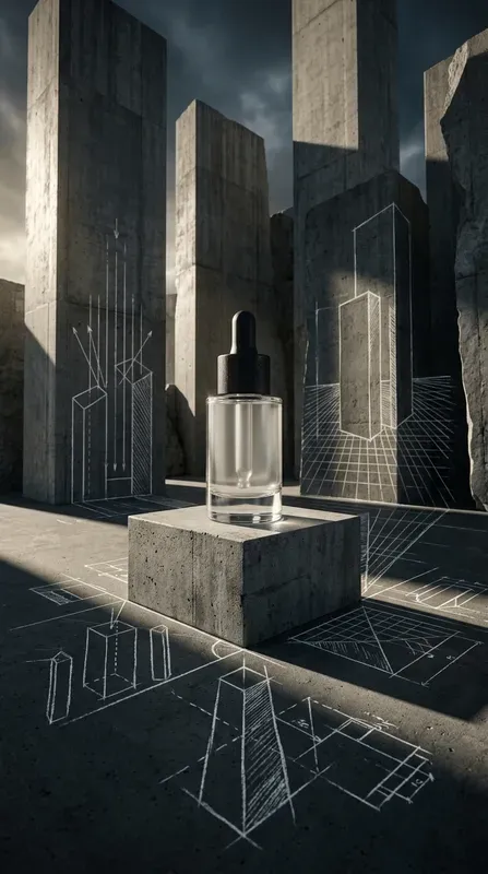 Monolithic Concrete Blueprint Shadows