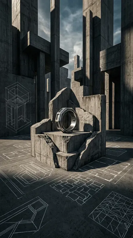 Monolithic Concrete Blueprint Shadows