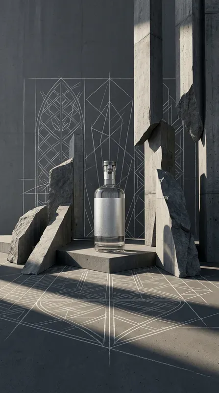 Monolithic Concrete Blueprint Shadows