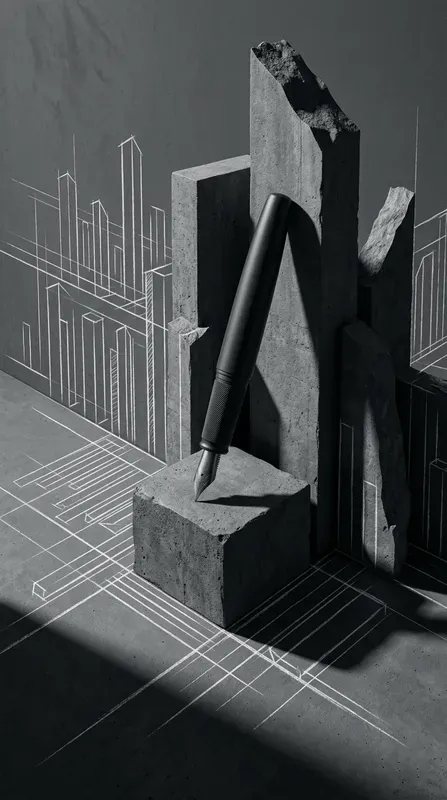 Monolithic Concrete Blueprint Shadows