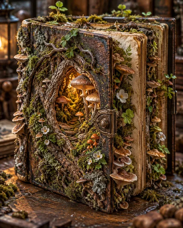 Hyperrealistic Living Botanical Books