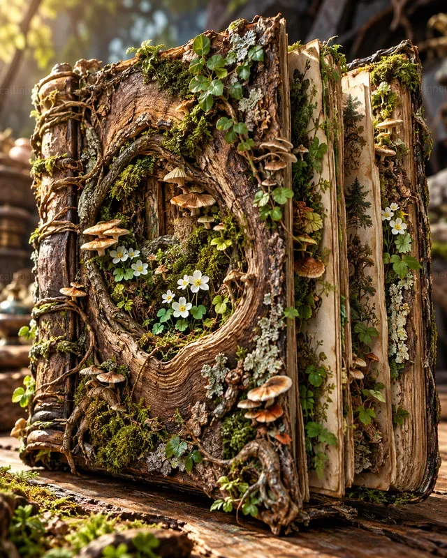 Hyperrealistic Living Botanical Books