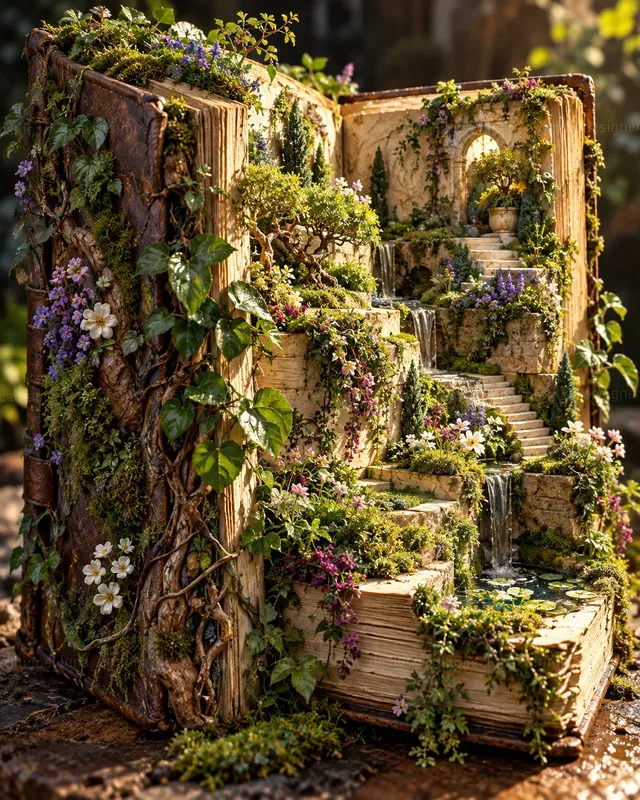 Hyperrealistic Living Botanical Books
