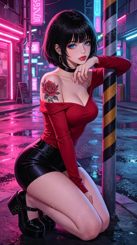 Cyberpunk Anime Night Girls