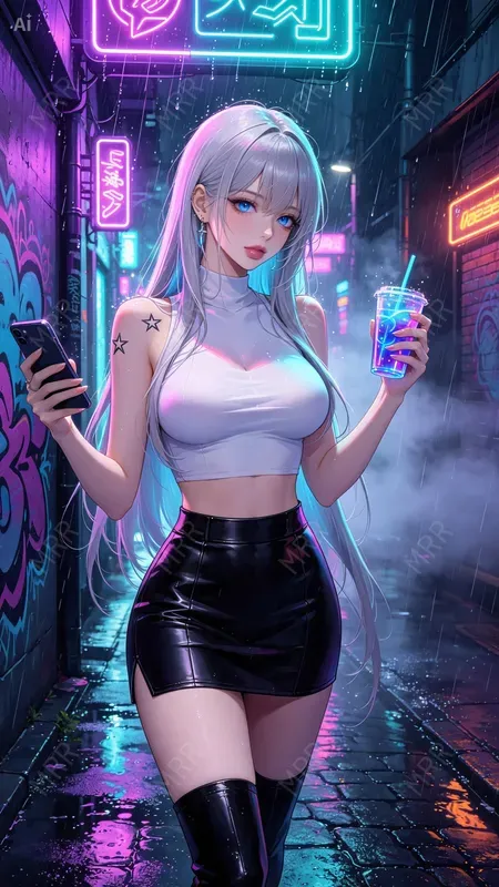 Cyberpunk Anime Night Girls