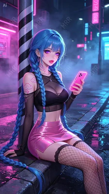 Cyberpunk Anime Night Girls